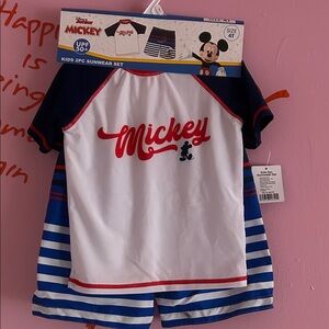 Disney Mickey Mouse Kids Swim Trunks - Blue and White